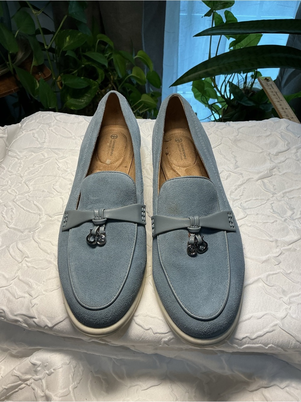 Giani Bernini Powder Blue Suede Tassel Slip-On Loafers